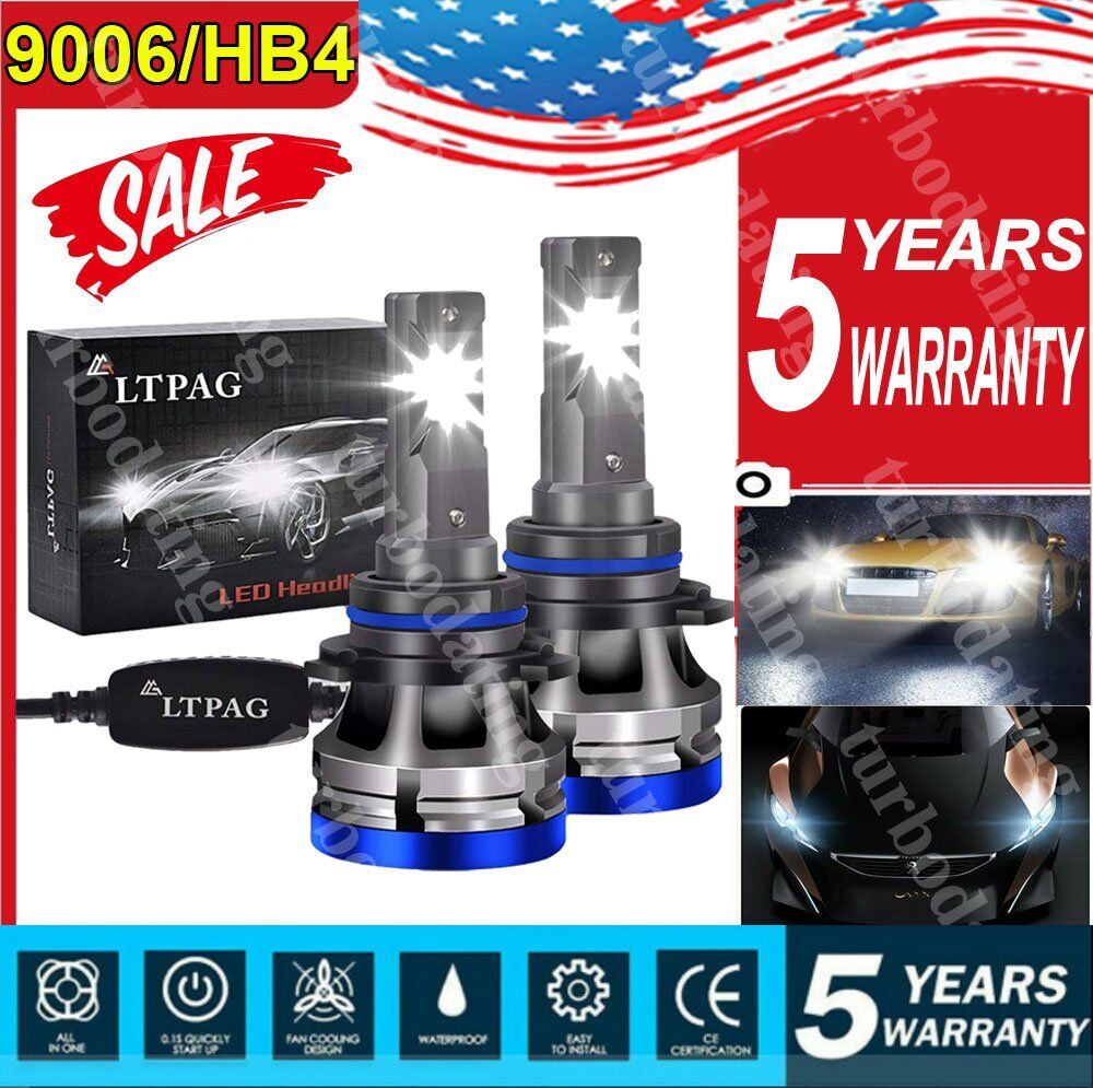 LED Headlight Kit 9006 HB4 800W 120000LM Plug&Play Pair Bulbs 6500K White