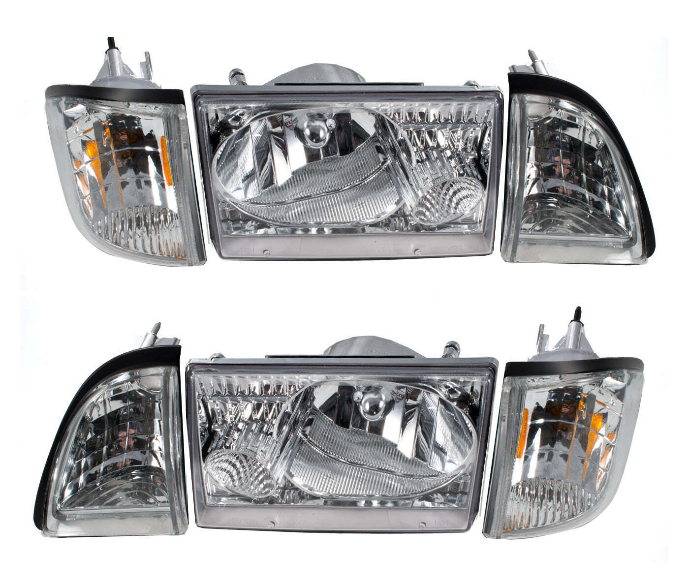 1987-1993 Ford Mustang 6 Piece Euro Clear Headlights Amber Side Marker SAE/DOT