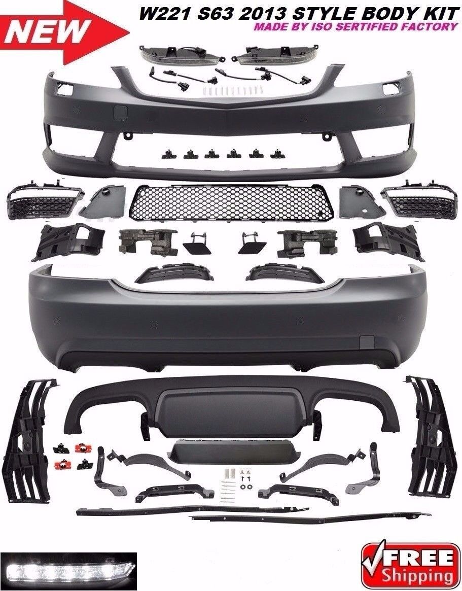 MBenz 07-13 W221 S-Class S65 S63 Amg Style Front Rear Bumper Body Kit S550 S600
