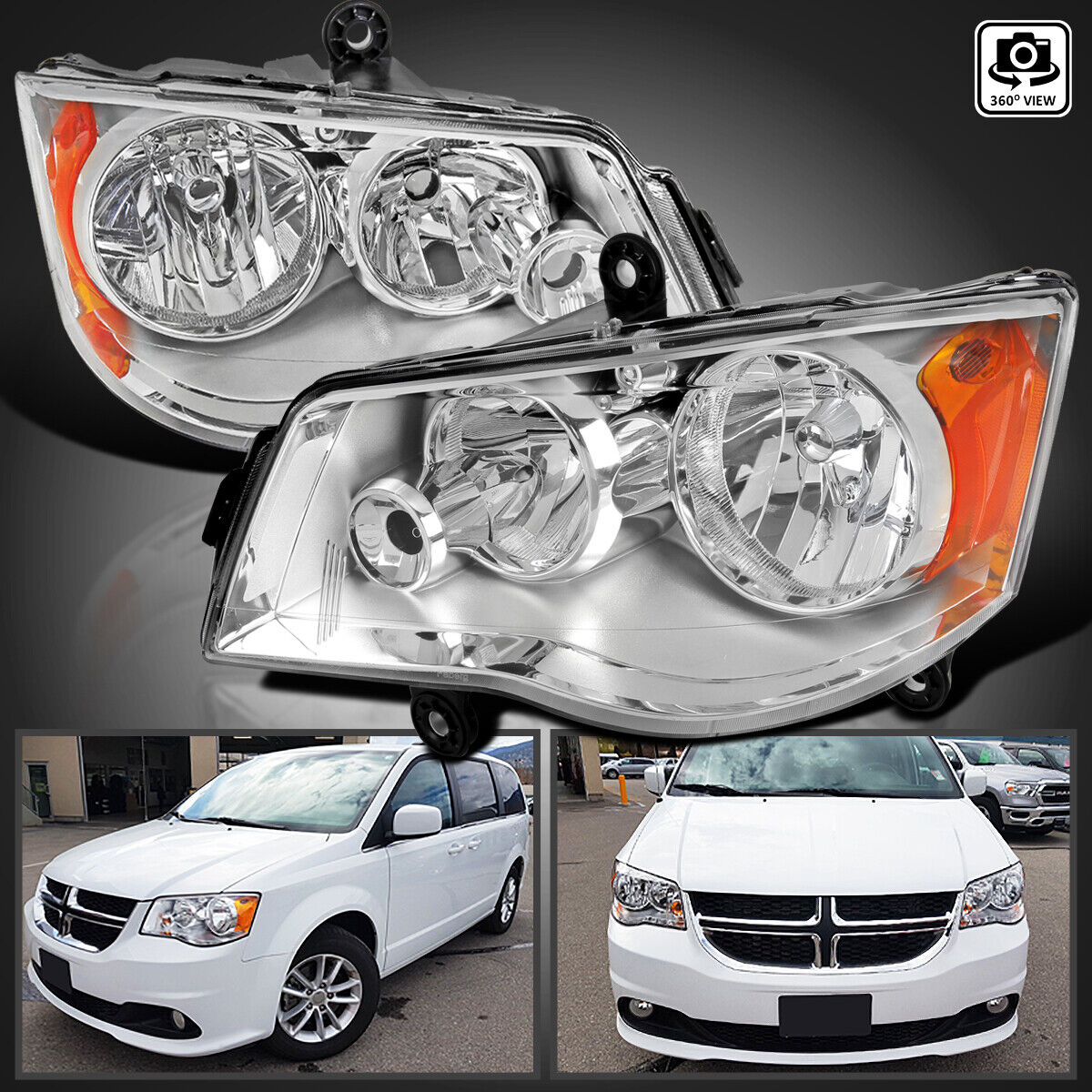 Fits 2011-2018 Dodge Grand Caravan 2008-2016 Chrysler Town & Country Headlights