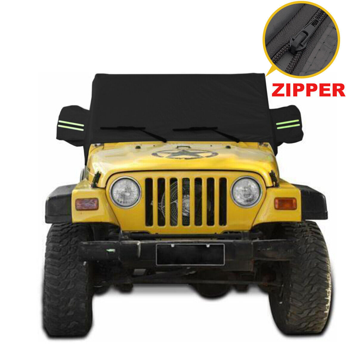Black Car Cover Waterproof Zipper For Jeep Wrangler 2 Door CJ YJ TJ JK 1987-2021