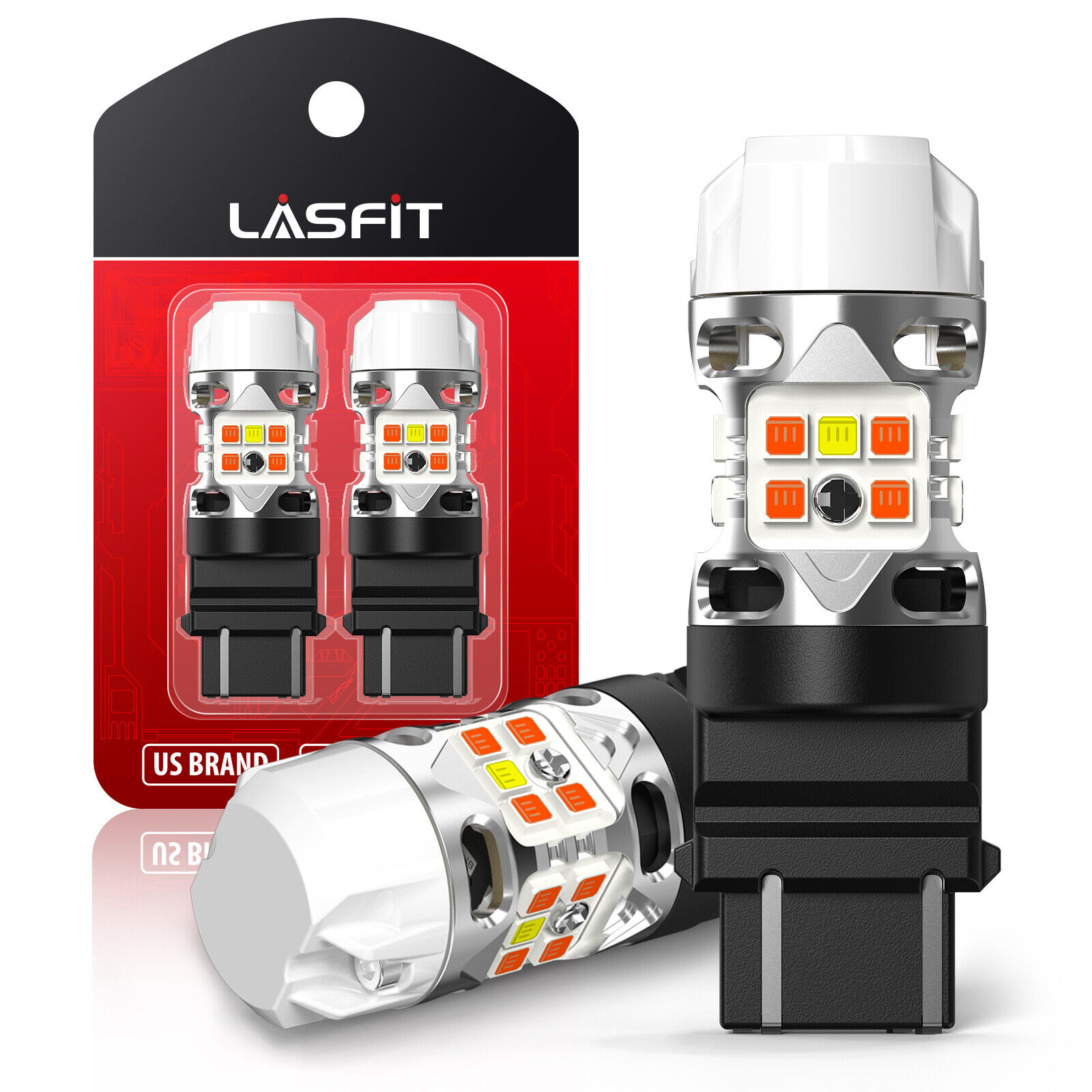 2x 3157/3457 Error-Free Switchback LED White Amber Turn Signal/DRL Light Bulbs