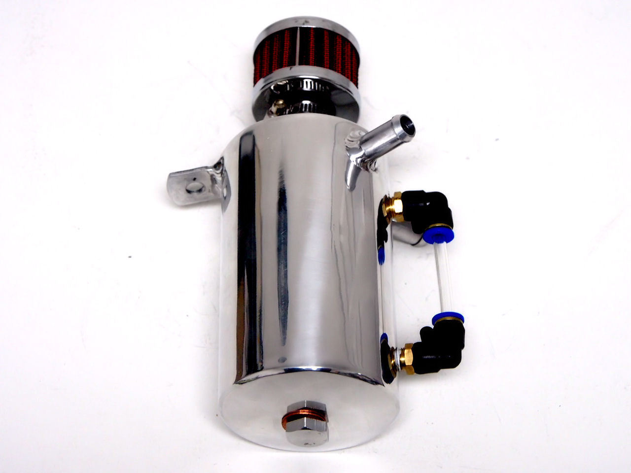 VMS POLISHED ALUMINUM .5 LITER OIL RESERVOIR CATCH CAN TANK WITH BREATHER FILTER