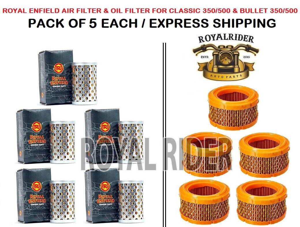 ROYAL ENFIELD AIR FILTER & OIL FILTER FOR CLASSIC &BULLET 350/500 PACK OF 5 EACH