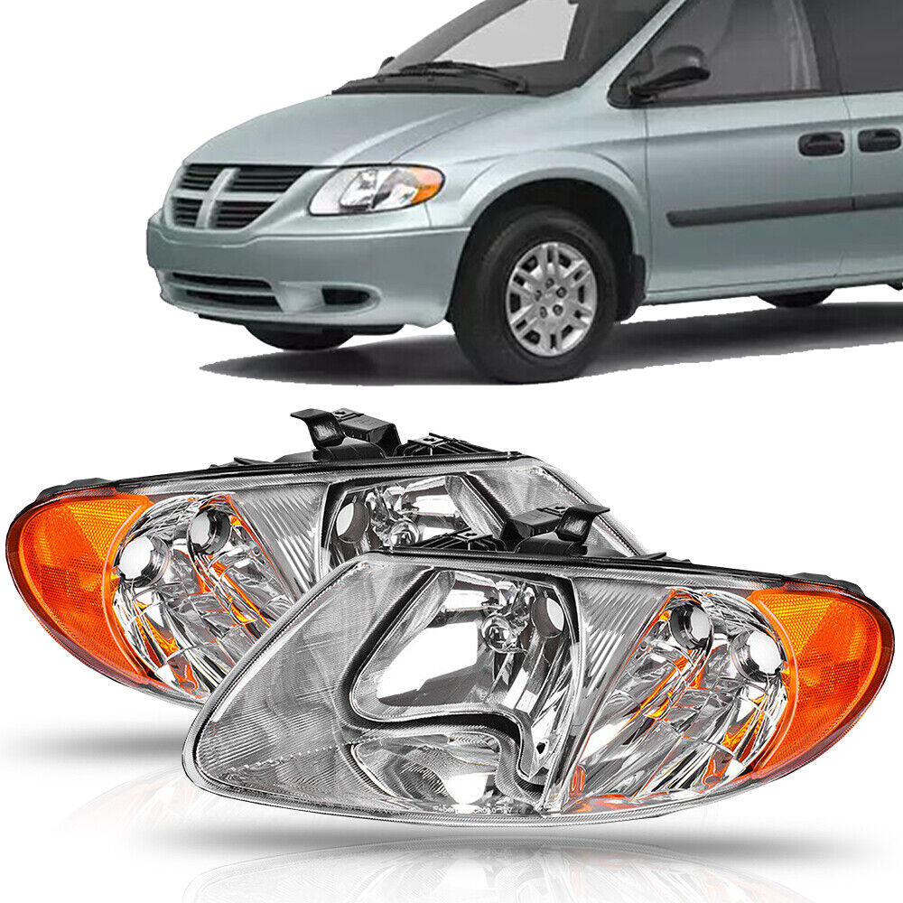 Fits 2001-2007 Dodge Country Caravan Chrysler Town & Clear Headlights Lamp LH+RH