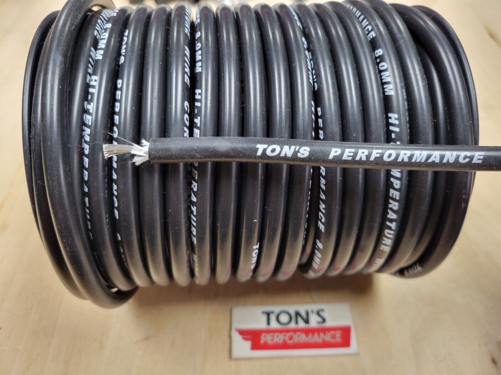 Ton's 8mm BLACK silicone SOLID WIRE CORE SPARK PLUG WIRE by the foot 0 ohms/ft
