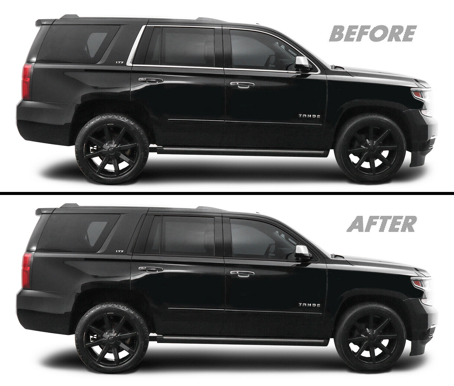 Chrome Delete Blackout Overlay for 2015-20 Chevy Tahoe Window Trim 
