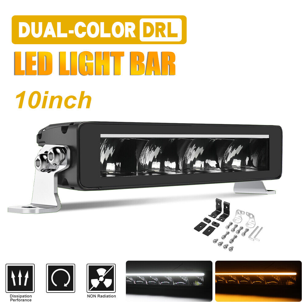 10 22 32 42 52\'\' Led Work Light Bar Dual DRL Spot Flood Driving Offroad SUV ATV