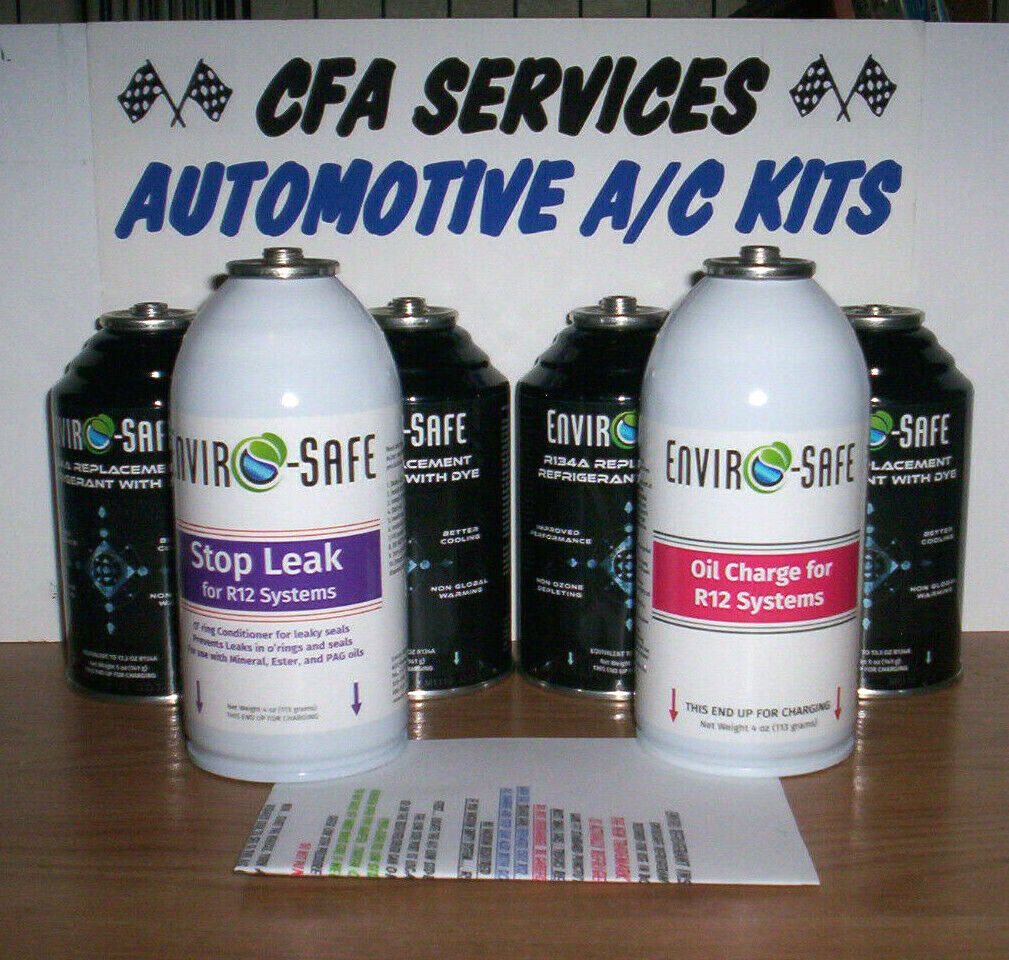 1995-OLDER CARS AUTO A/C REPLACEMENT +STOP LEAK+OIL For R12 SYSTEMS 12a =80oz