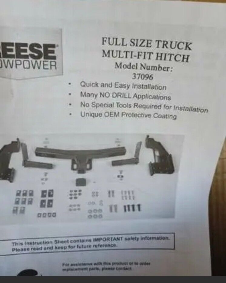 Reese TowPower Full Size Truck Multi-Fit Trailer Hitch 37096 Class III 🔥