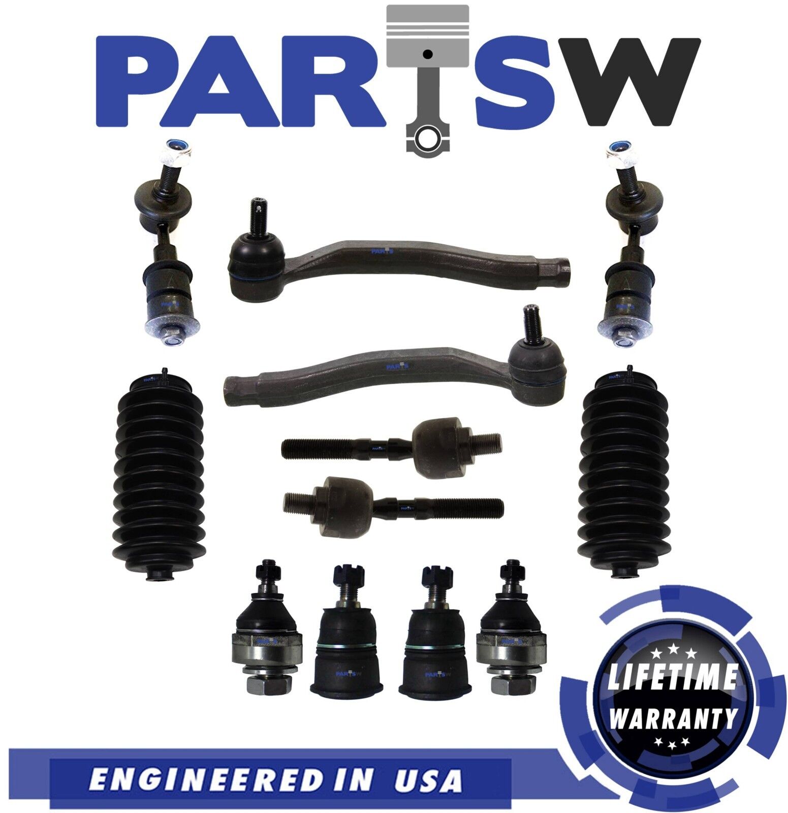 12 New Pc Suspension Kit for Honda Prelude 92-96 Tie Rods, Sway Bar, Ball Joint