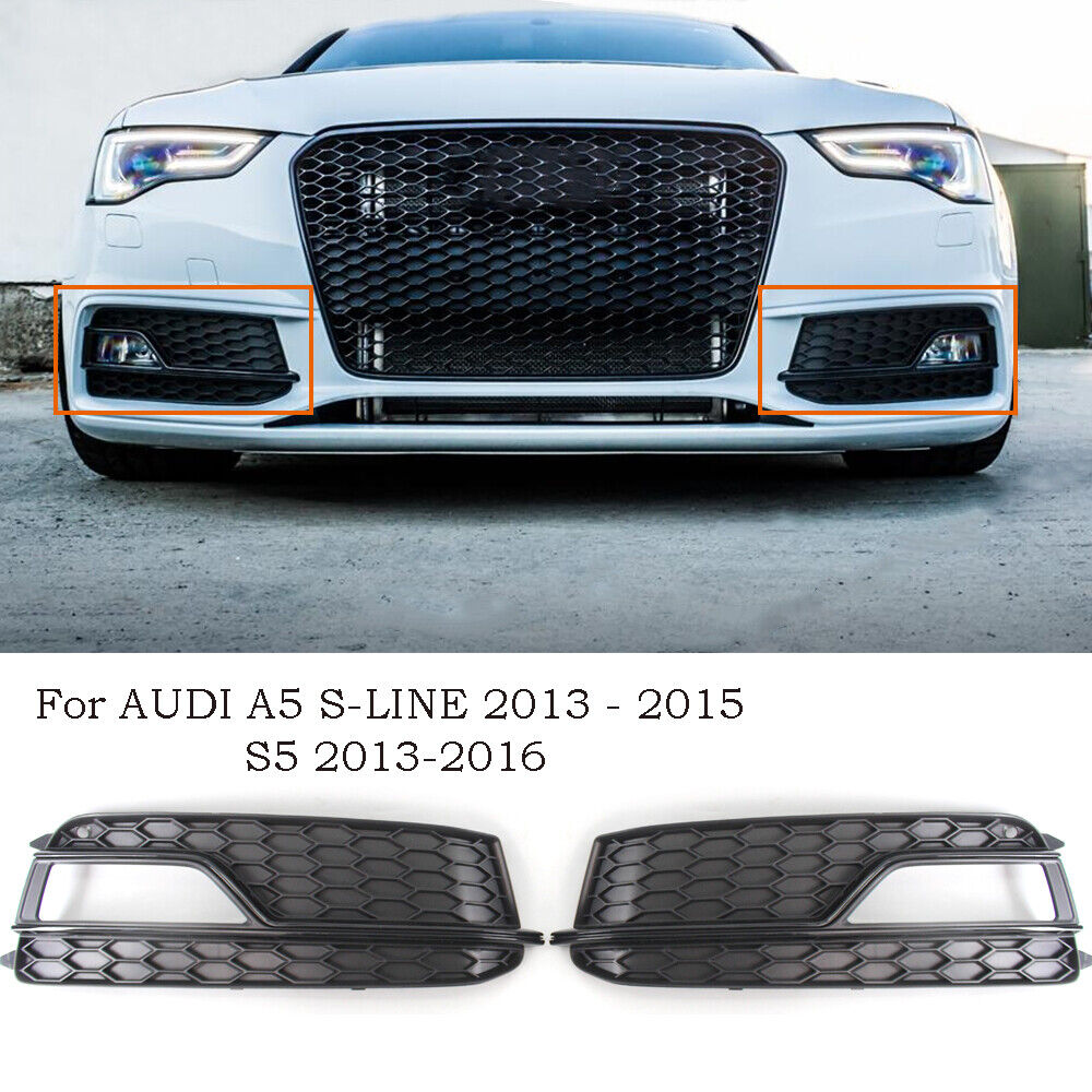Fit for AUDI A5 S-LINE S5 2013-2016 Front Bumper Fog Light Grill Cover Trim PAIR