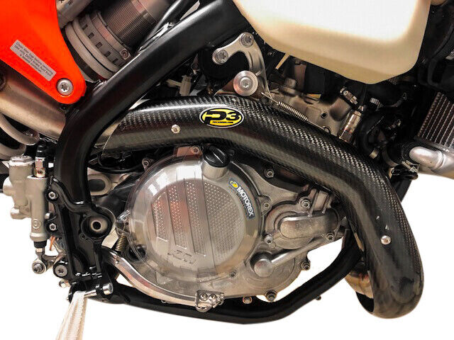P3 Carbon MAXCoverage Head Pipe Heat Shield Stock Fits KTM HUSQVARNA 500 501
