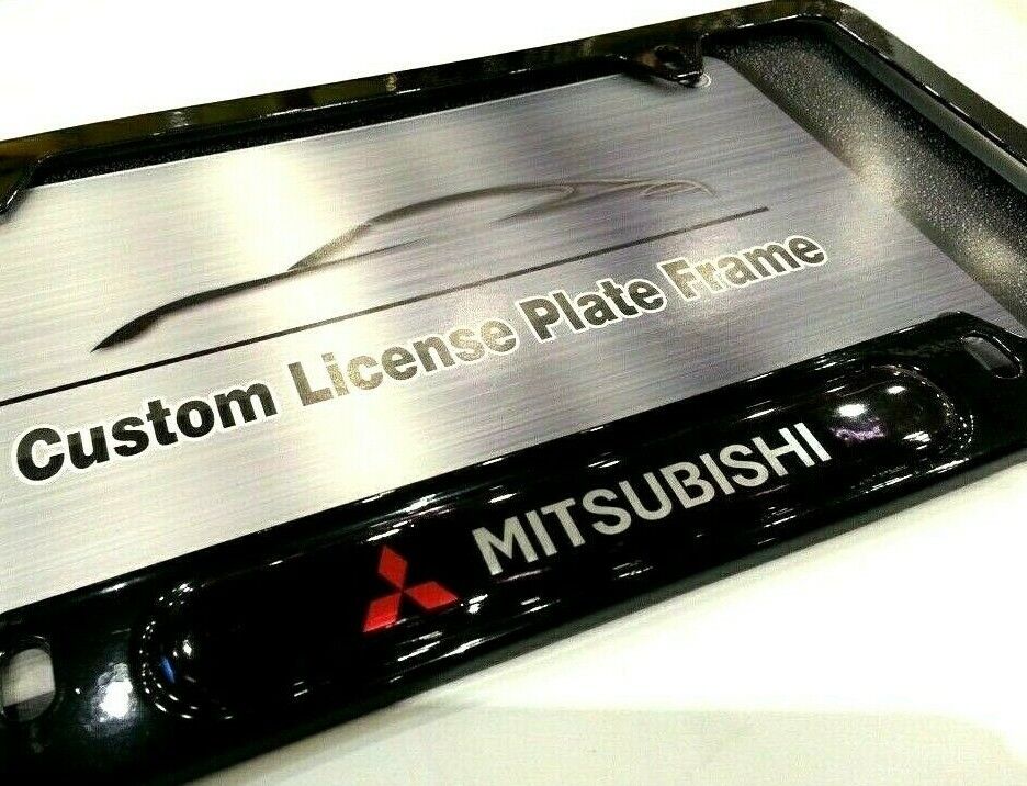 Black License Plate Frame MITSUBISHI Lancer Evolution RVR Outlander Mirage iMiEV