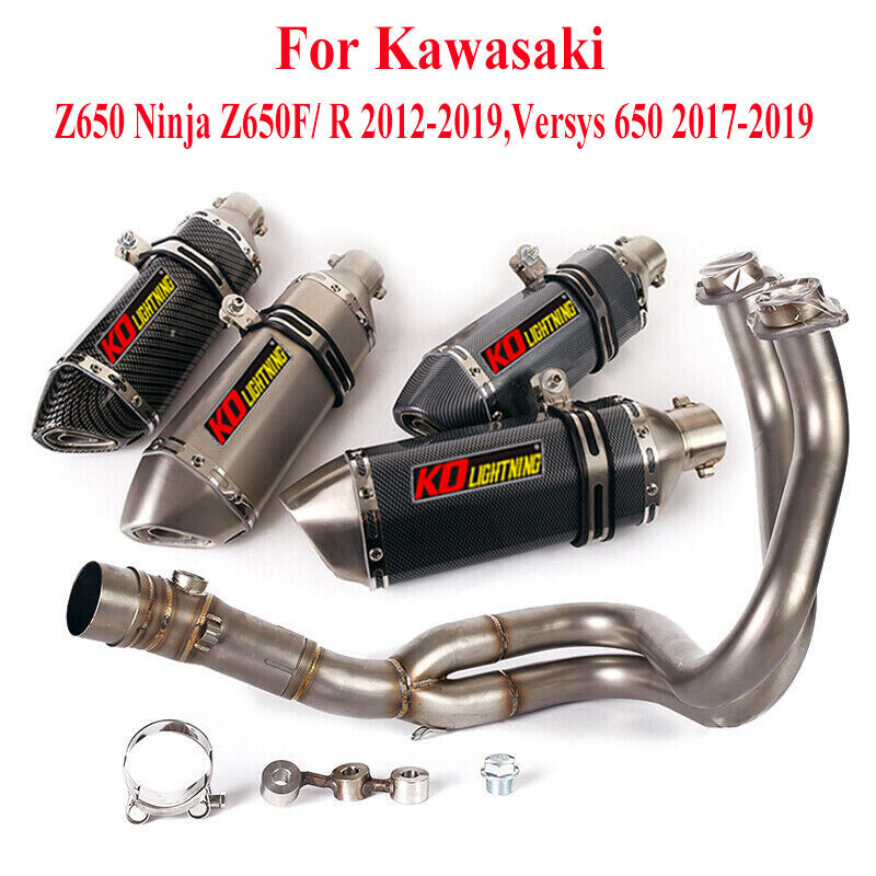 For Kawasaki Z650 Ninja 650F 650R Versys650 Exhaust Tip Muffler Front Link  Pipe