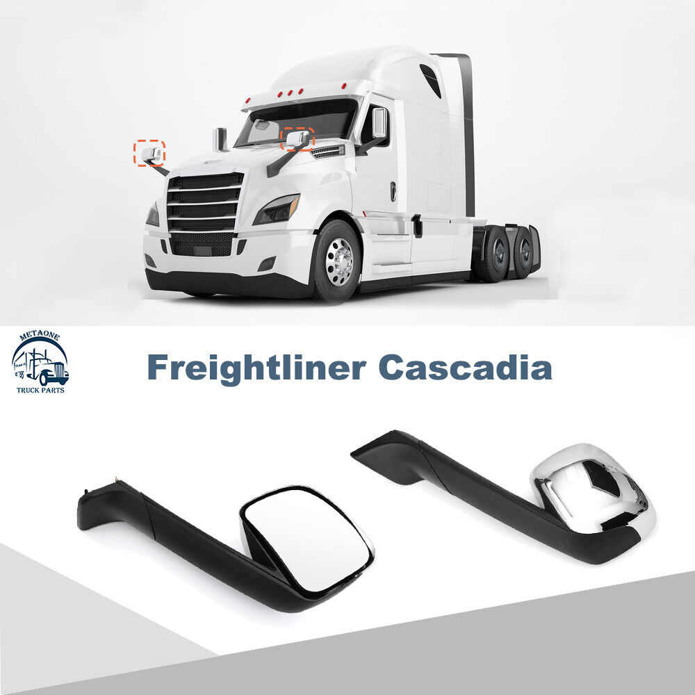 METAONE Chrome Hood Mirror Pair For Freightliner Cascadia 2018+ Left&Right Set