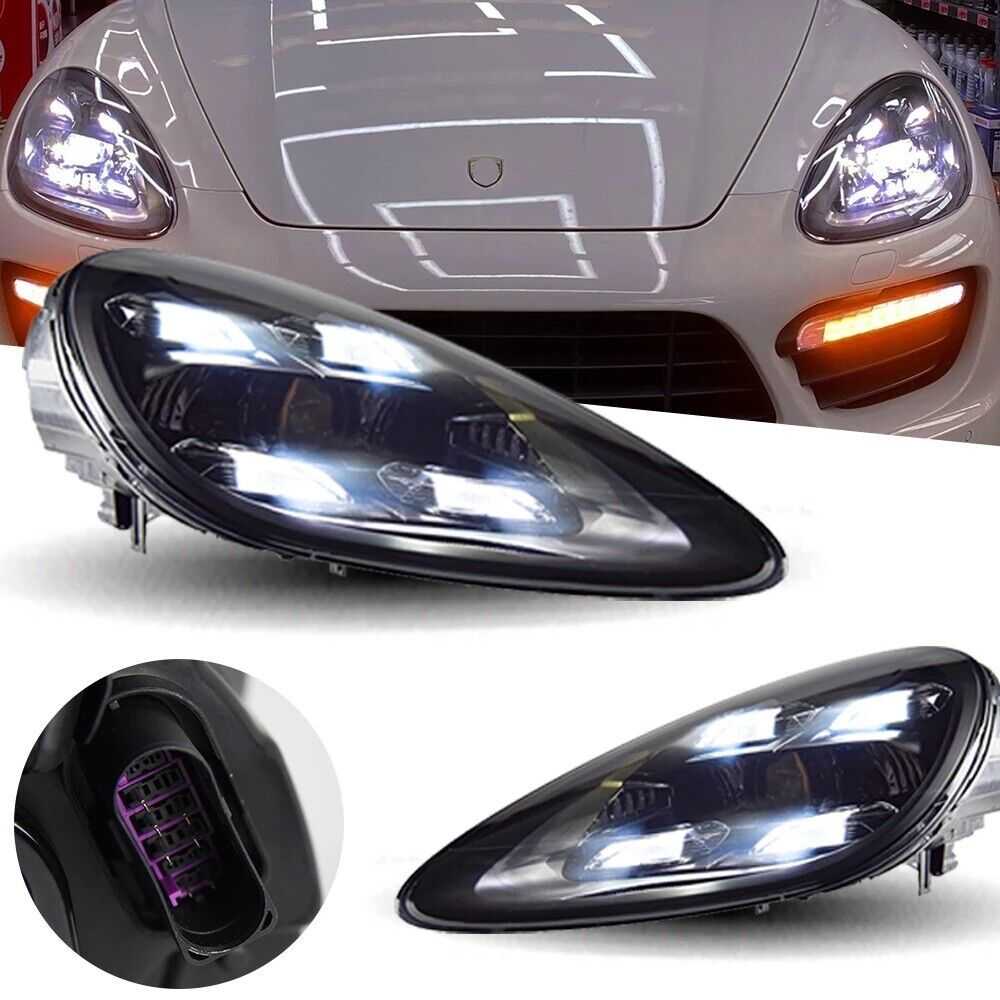 Pair Headlights For Porsche Cayenne 2011-2018 LED Start up Animation Front Lamps