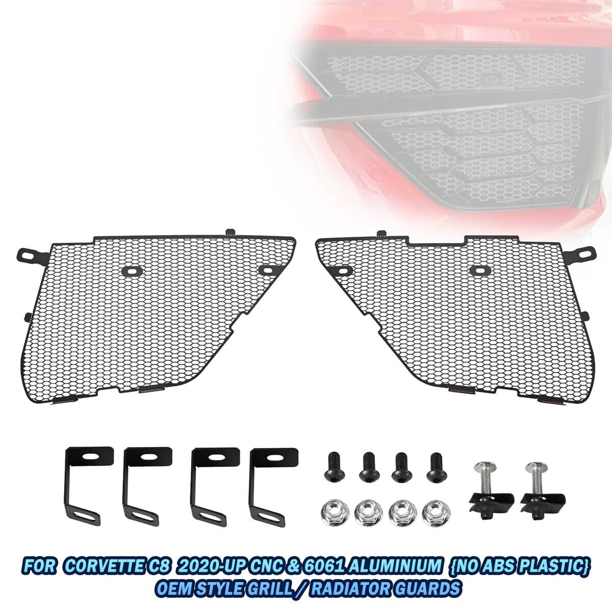For Corvette C8 2020 2021 2022 2023 Pair Grill Covers Radiator Guards w/Bolts CT