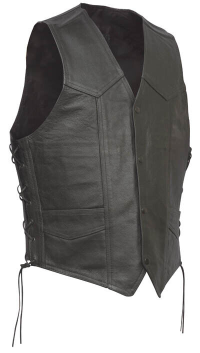 Men\'s Motorcycle vest Leather vest Club Style Biker Vest side laces Gun pocket
