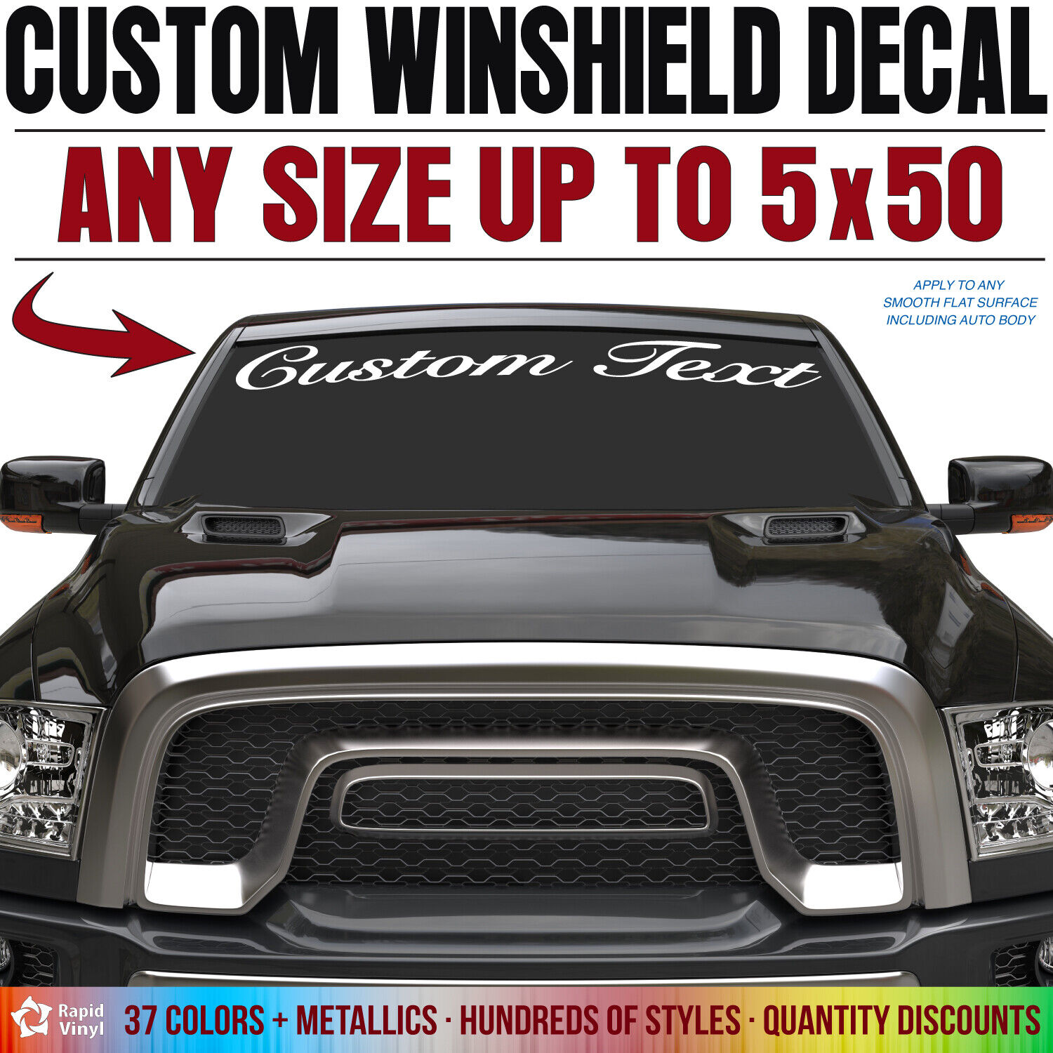 Custom Vinyl Text Lettering Decal Windshield Banner Truck Car Glass Window Body