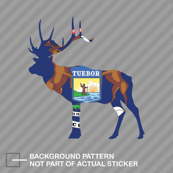 Michigan Deer Shaped Flag Sticker Decal Vinyl MI stag hunting archery antlers