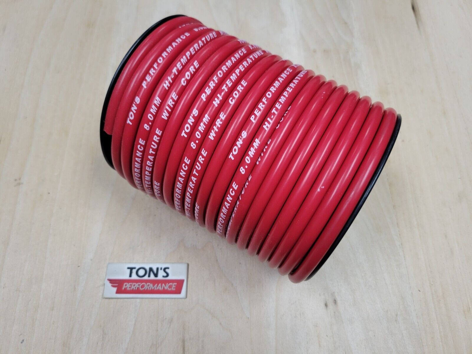 Ton's 8mm Red silicone SOLID WIRE CORE SPARK PLUG WIRE 0 ohms/ft 100 feet roll