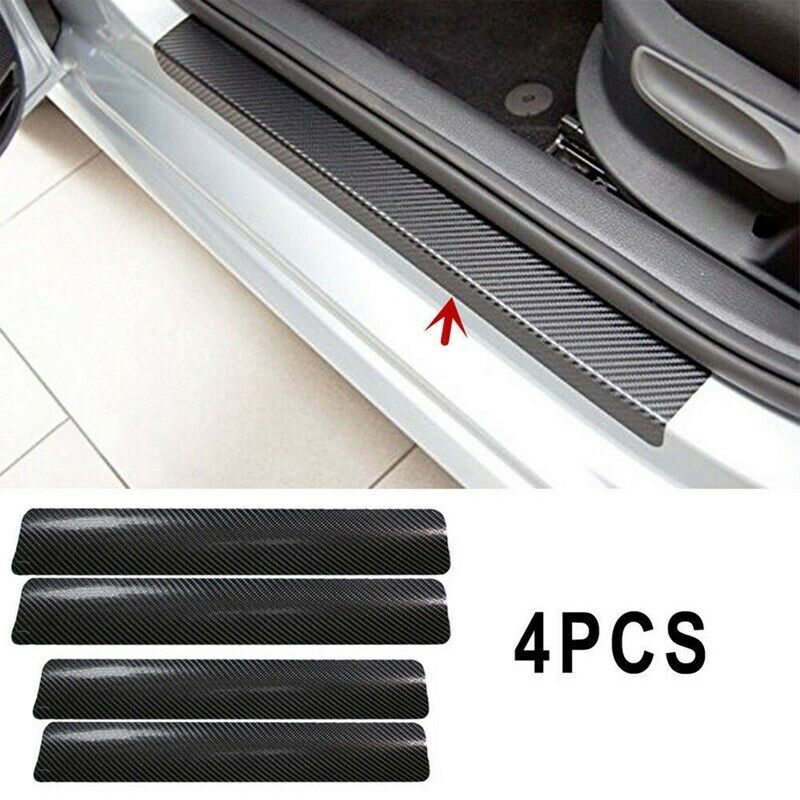 4x Carbon Fiber Car Sticker Door Plate Sill Scuff Cover Anti Scratch Protector