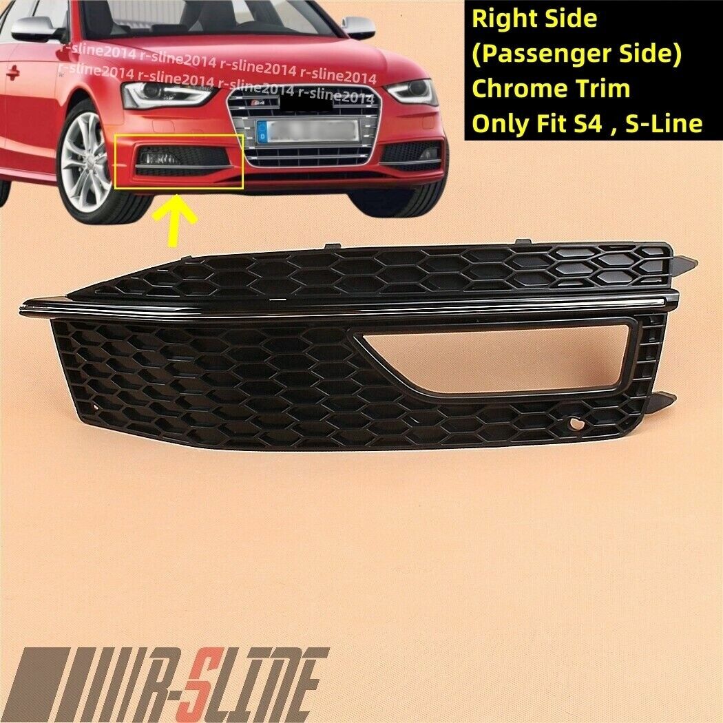 Fits AUDI S4 2013-2016 s line B8.5 Chrome Honeycomb Fog Light Grill Grille Right
