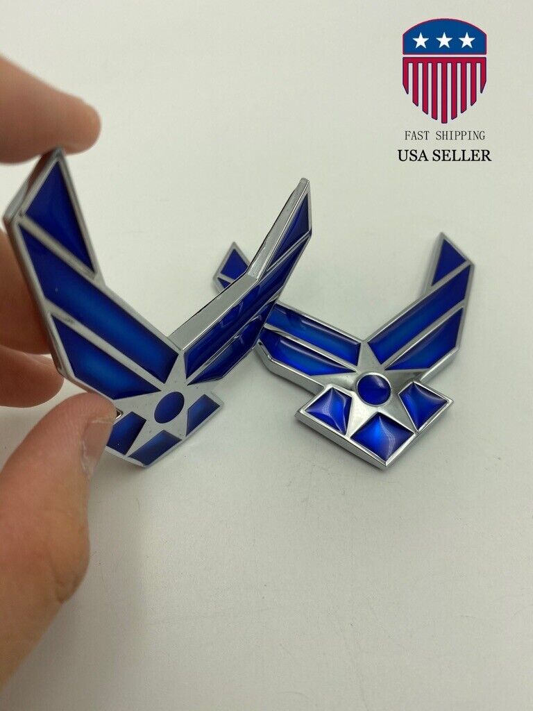 2X Auto Decor 3D Metal Blue AIR FORCE Logo Car Sticker Decal USAF Badge Emblem