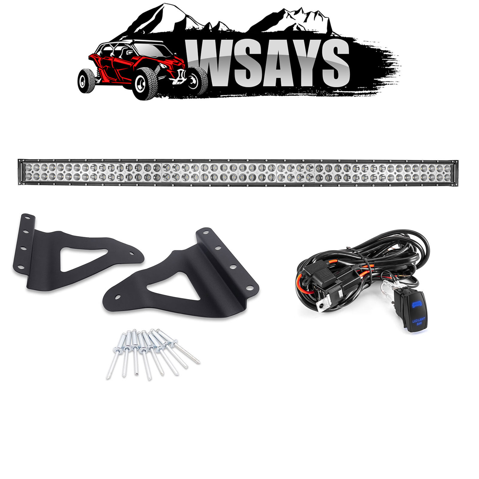 For 16-Up Can-Am Defender Pro-FIT Cage 52'' Curved LED Light Bar Roof Mount Kits