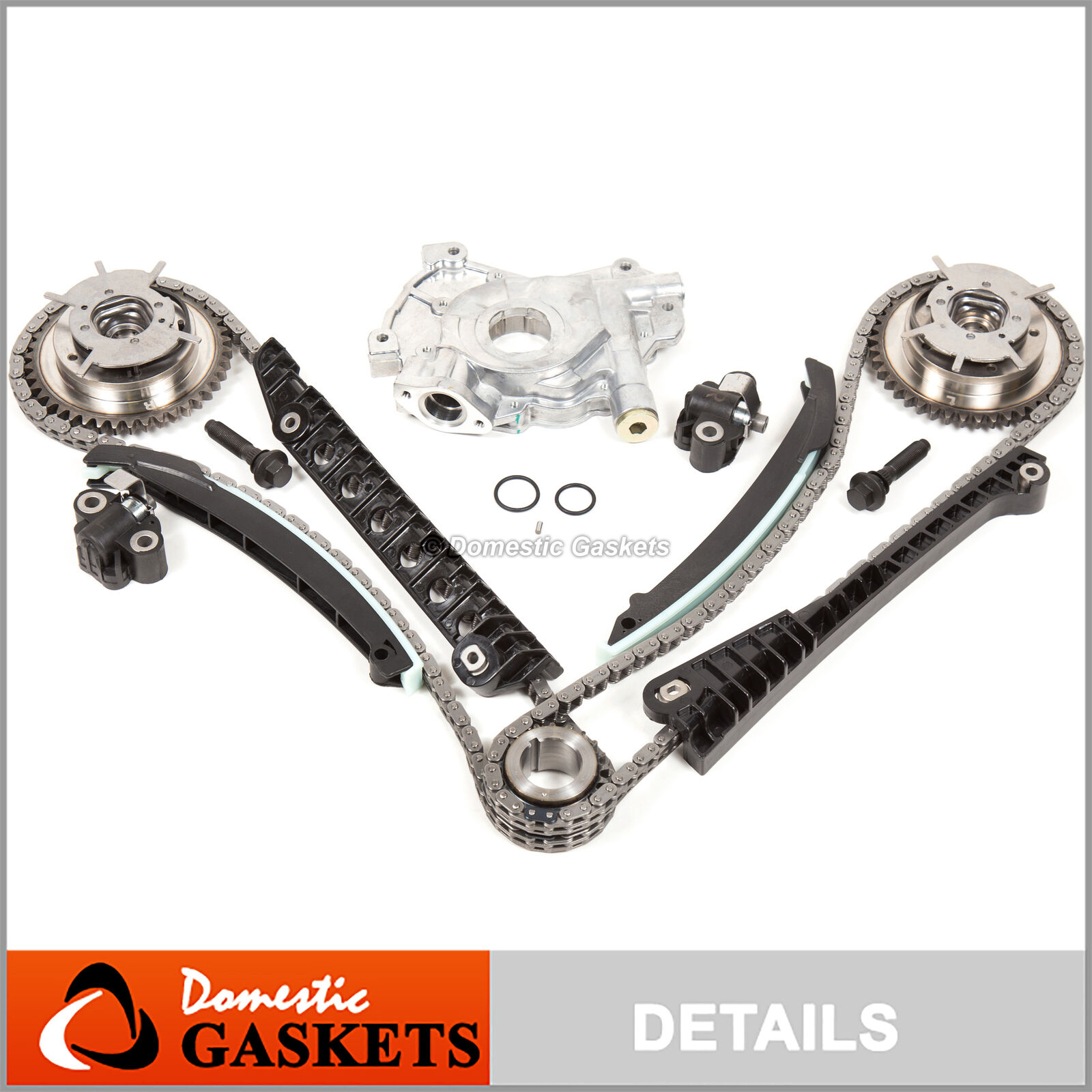04-08 Ford Lincoln 5.4L 3V Timing Chain Oil Pump Kit+Cam Phasers+Cover Gaskets