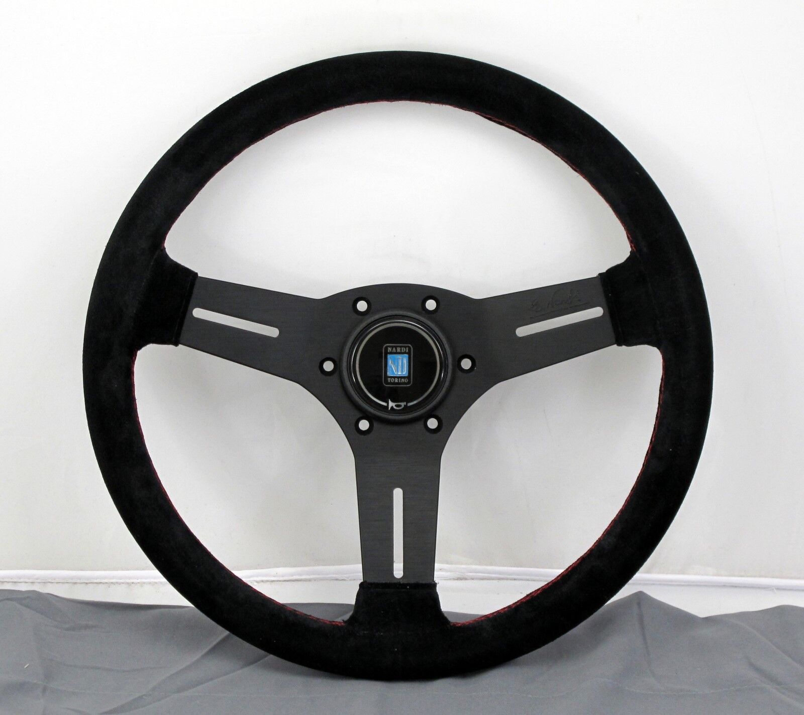 Nardi Competition Steering Wheel 330mm Black Suede with Red Stitching Type A HB