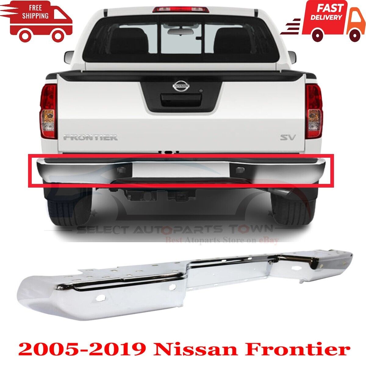 New Fits 2013-2019 Nissan Frontier Rear Bumper Face Bar Paint To Match NI1102154