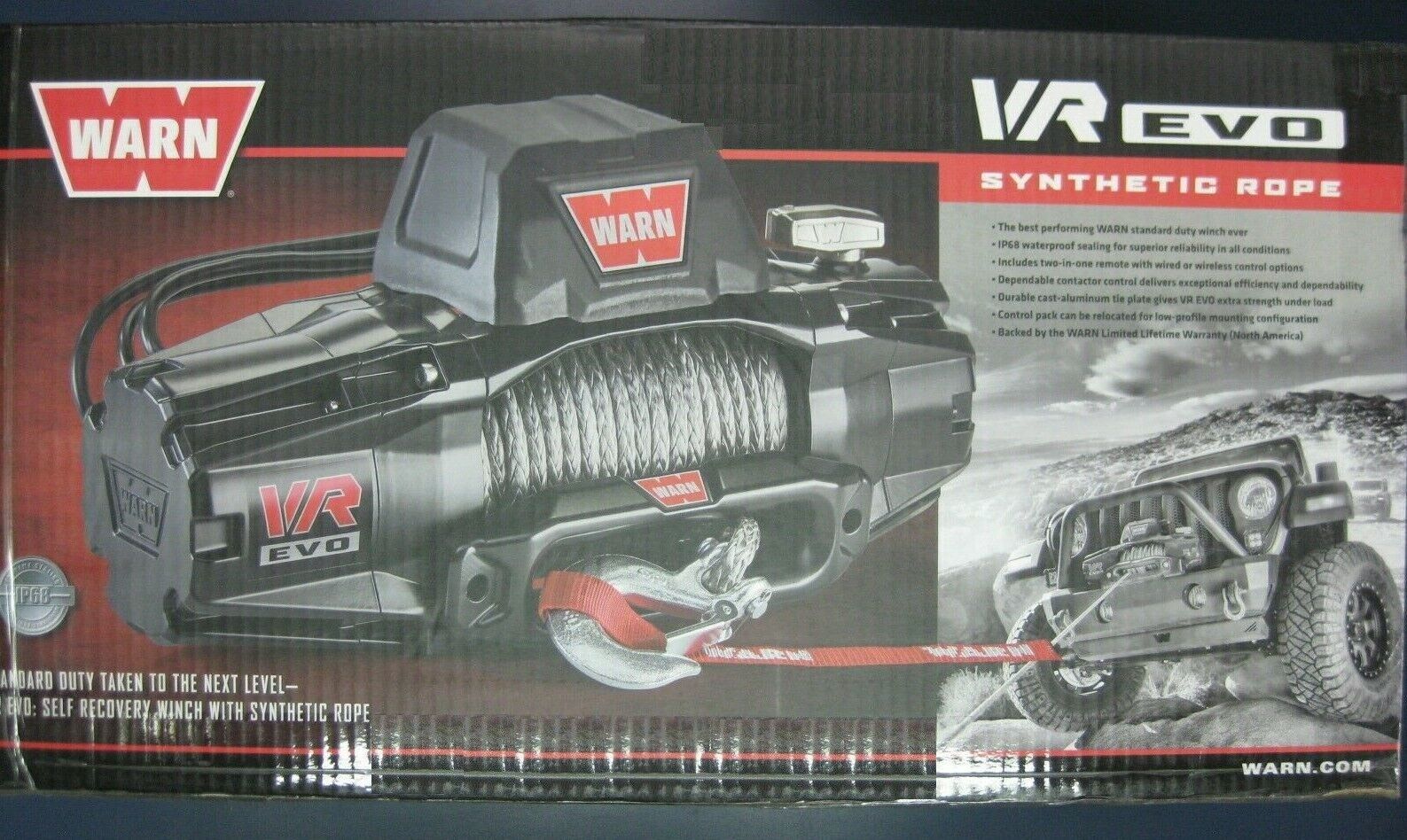 WARN 103251 Winch VR EVO 8-S Electric 12V with Synthetic Rope 8,000 lb Capacity