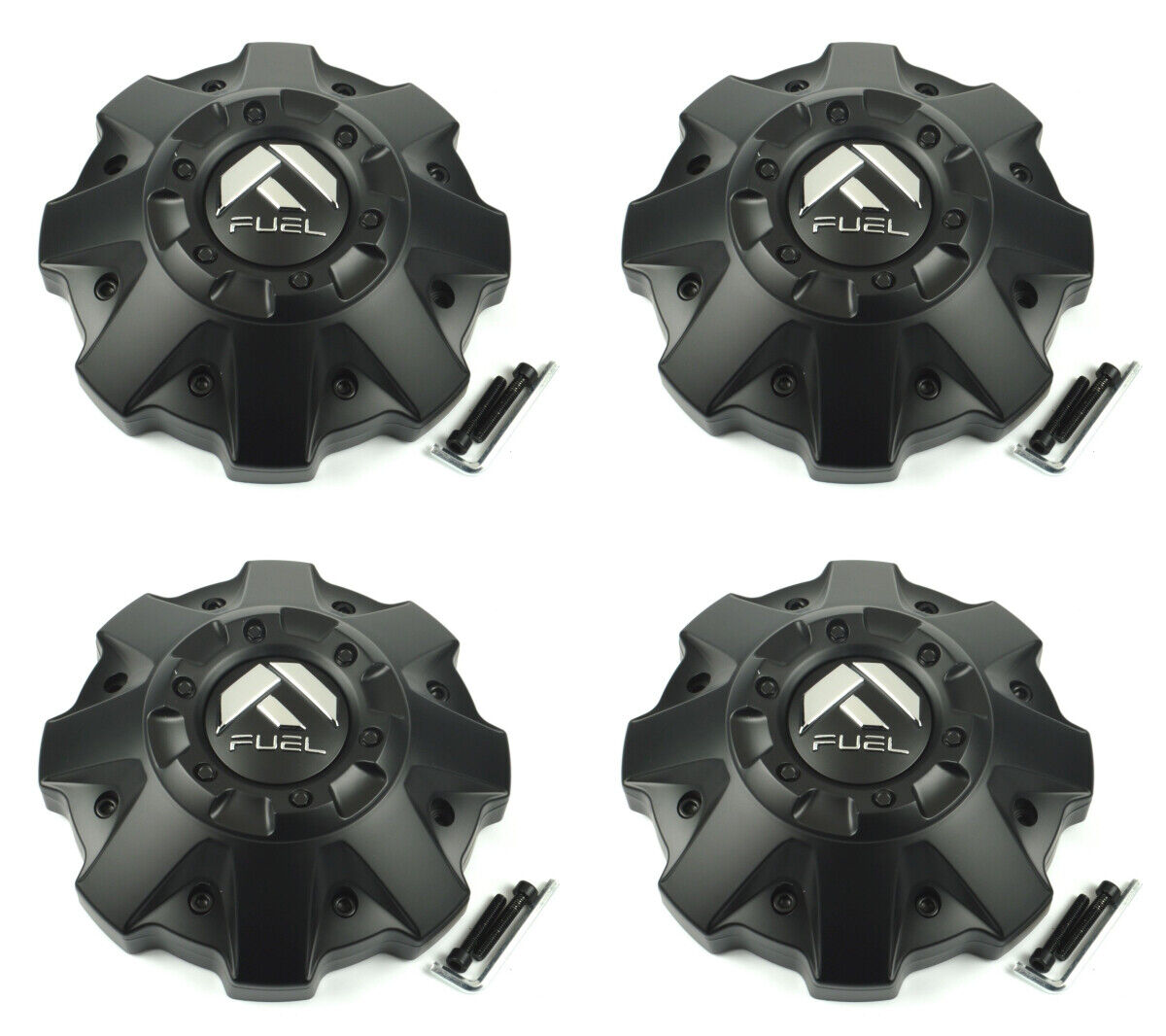 4x NEW Fuel Off-Road Matte Black 5 / 6 Lug Bolt On Wheel Center Caps 1002-48BR