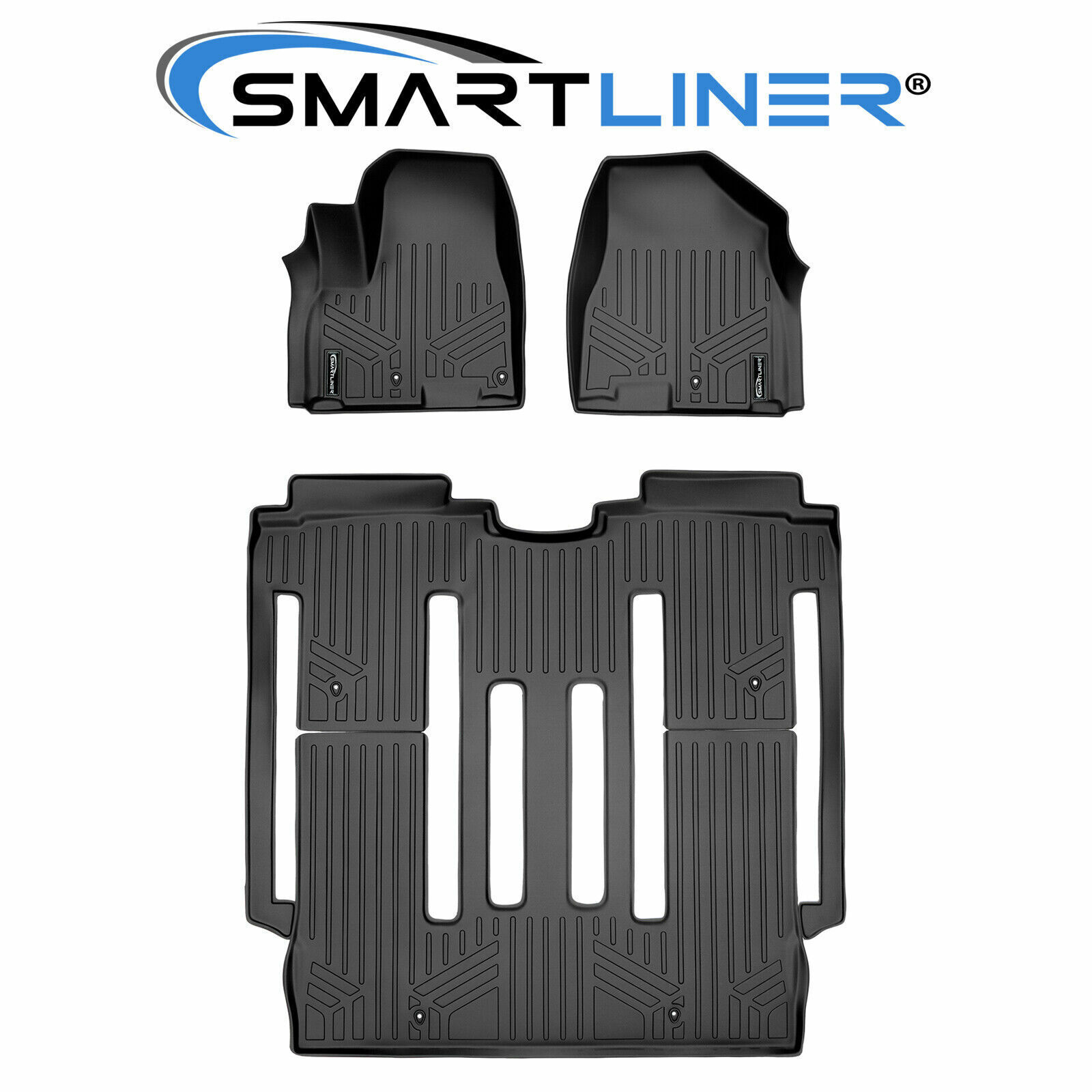 SMARTLINER Custom Fit Floor Mats 2 Row Liner Black 2015-2021 Kia Sedona 8 Pass