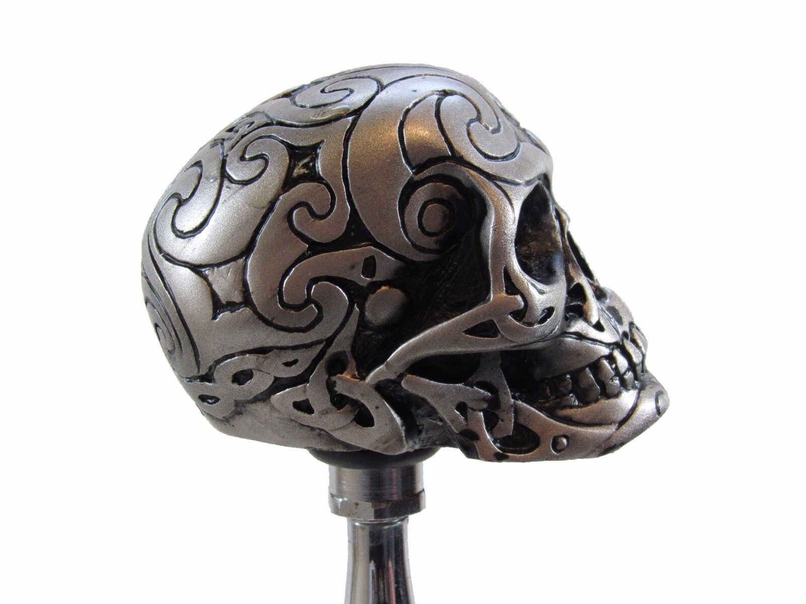 Custom Limited Edition Celtic silver Human Skull Shift Knob Sleek Gear lever 