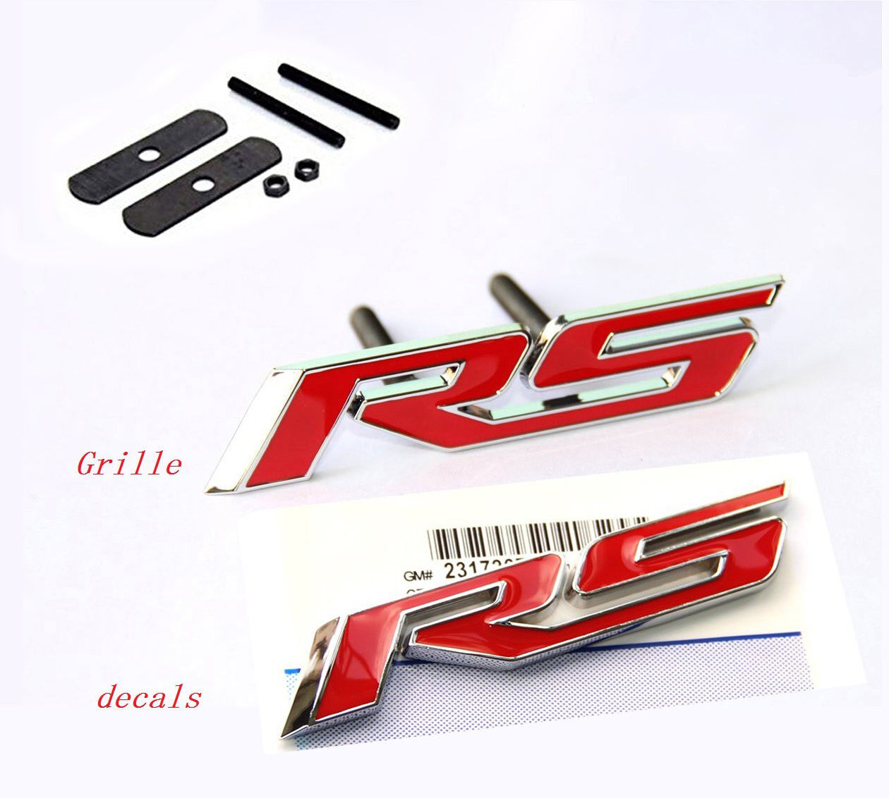 Red GENUINE Grille RS + Decal RS Emblem Badge GM Camaro Chevy Silverado TRUNK Fu