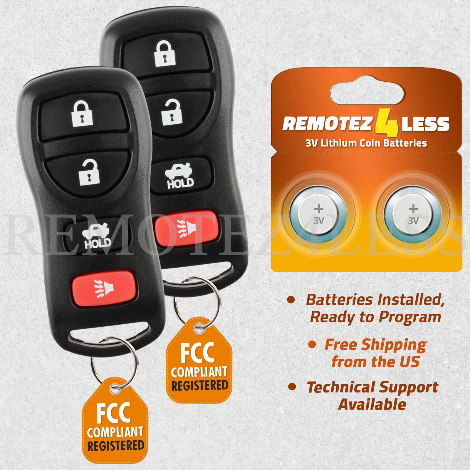 2 For 2002 2003 2004 2005 2006 Nissan Altima Remote Car Keyless Entry Key Fob