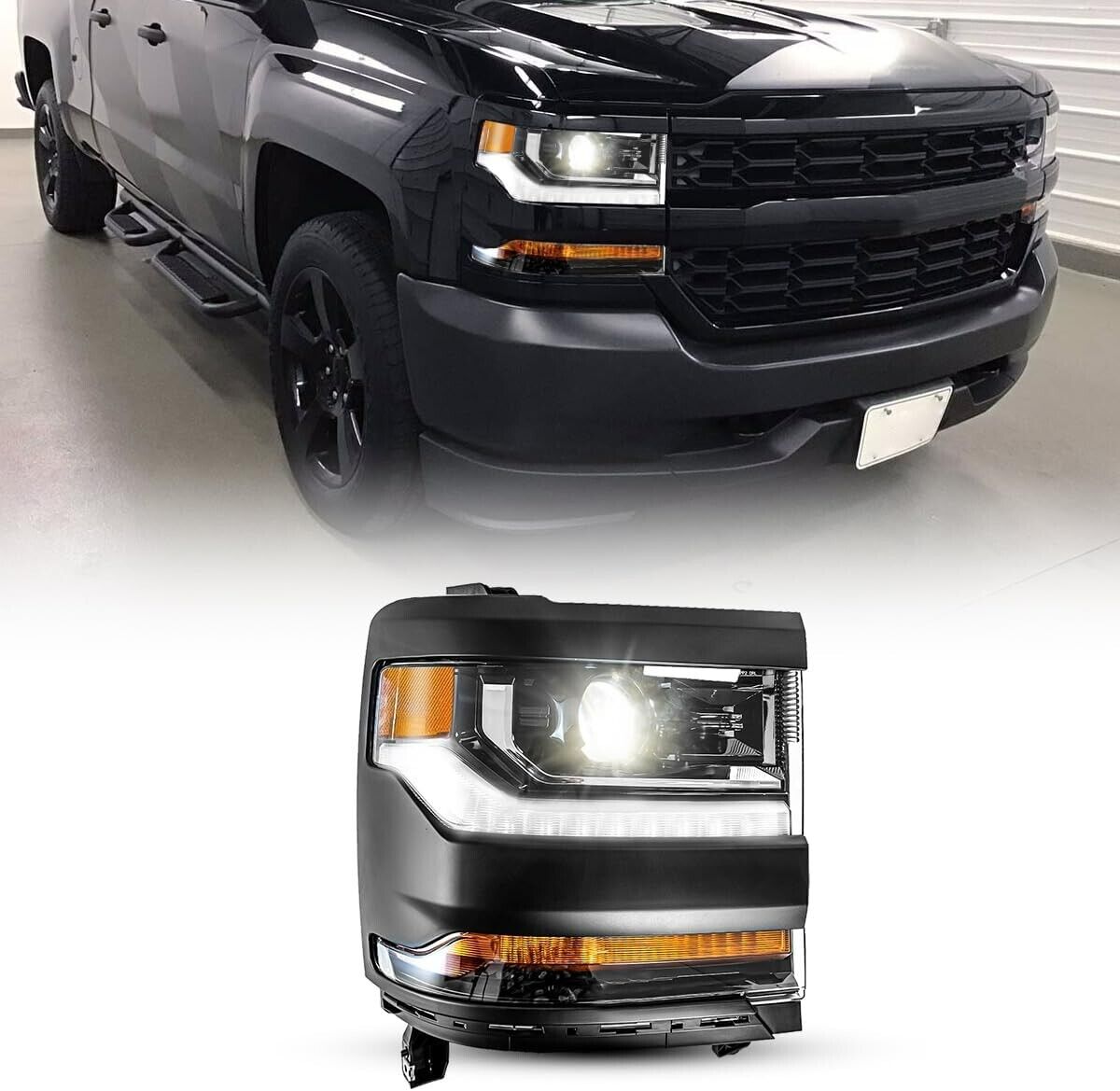 For 2016-2019 Chevy Silverado 1500 HID Headlight W/ LED DRL Passenger Side RH