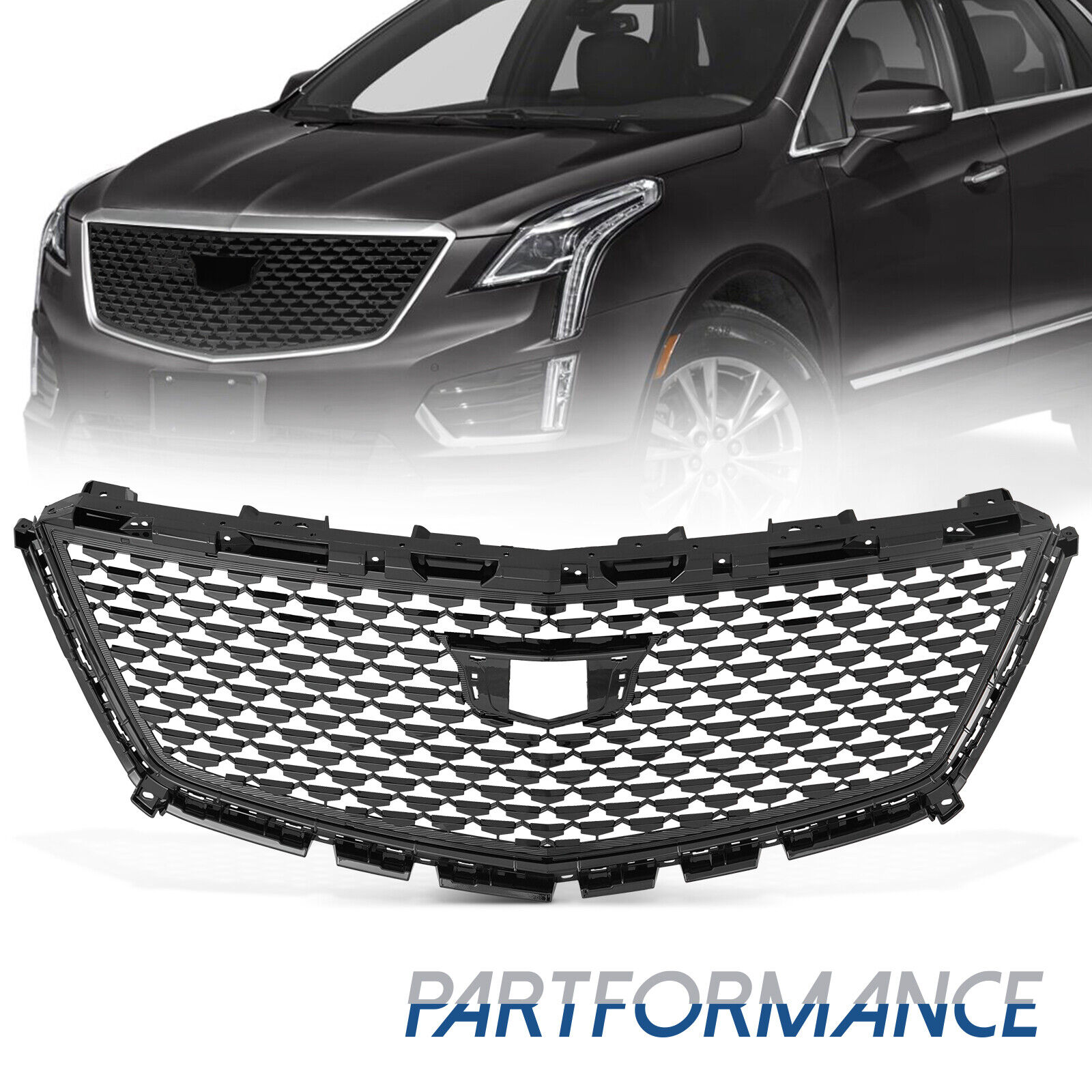 Front Upper Grille Grill Black Diamond For 2016 - 2023 Cadillac XT5