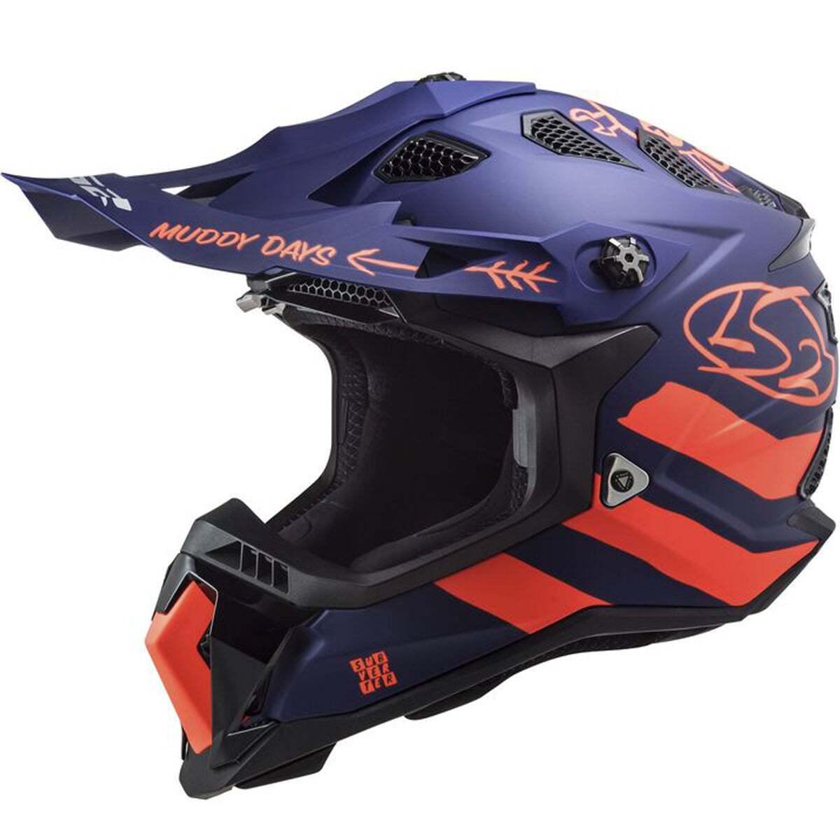 Open Box LS2 Adult Subverter Evo Dirt Bike Helmet Matte Blue Fluo Orange-Medium