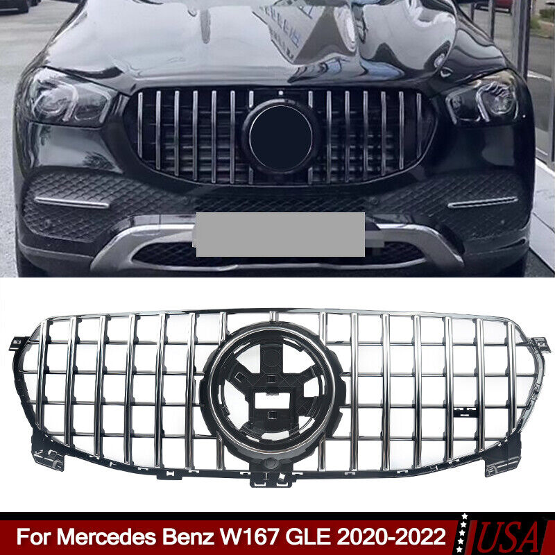 For Mercedes Benz W167 GLE450 GLE580 2020-22 GT Front Grille Grill Chrome+Black