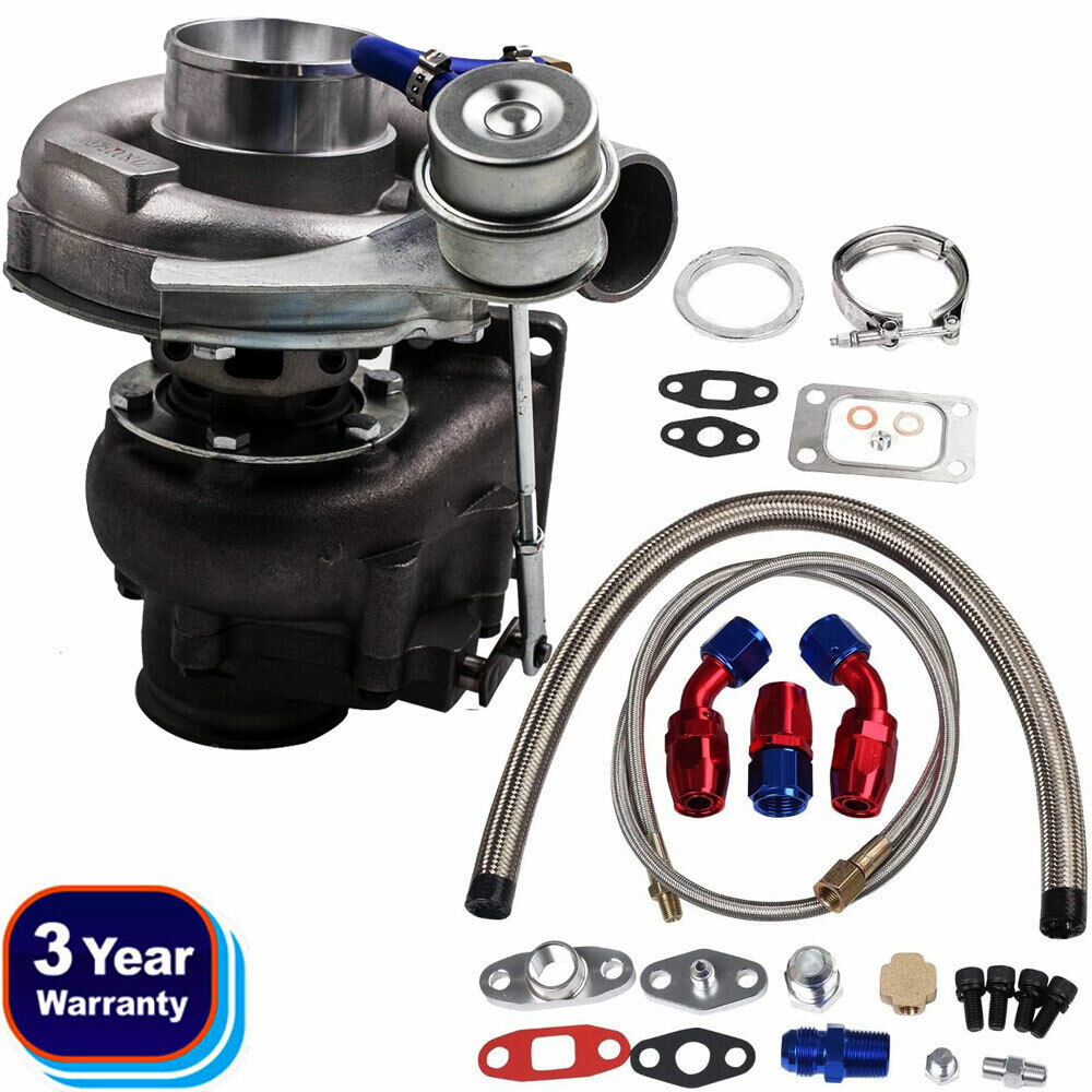 Upgrade T04e T3/t4 A/r.63 400hp Stage Iii Boost Turbocharger Oil Feed+drain Line