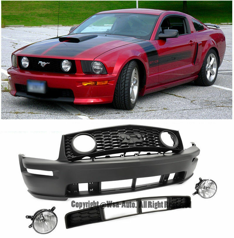 FORD MUSTANG 05-09 GT STYLE FRONT BUMPER COVER W/ GRILLE AND FOG LIGHT LAMP
