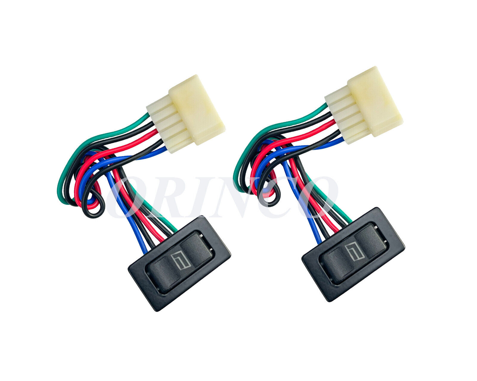 2) RS311 - UNIVERSAL POWER WINDOW ROCKER SWITCHE WITH 12V 5 WIRES AND SOCKET
