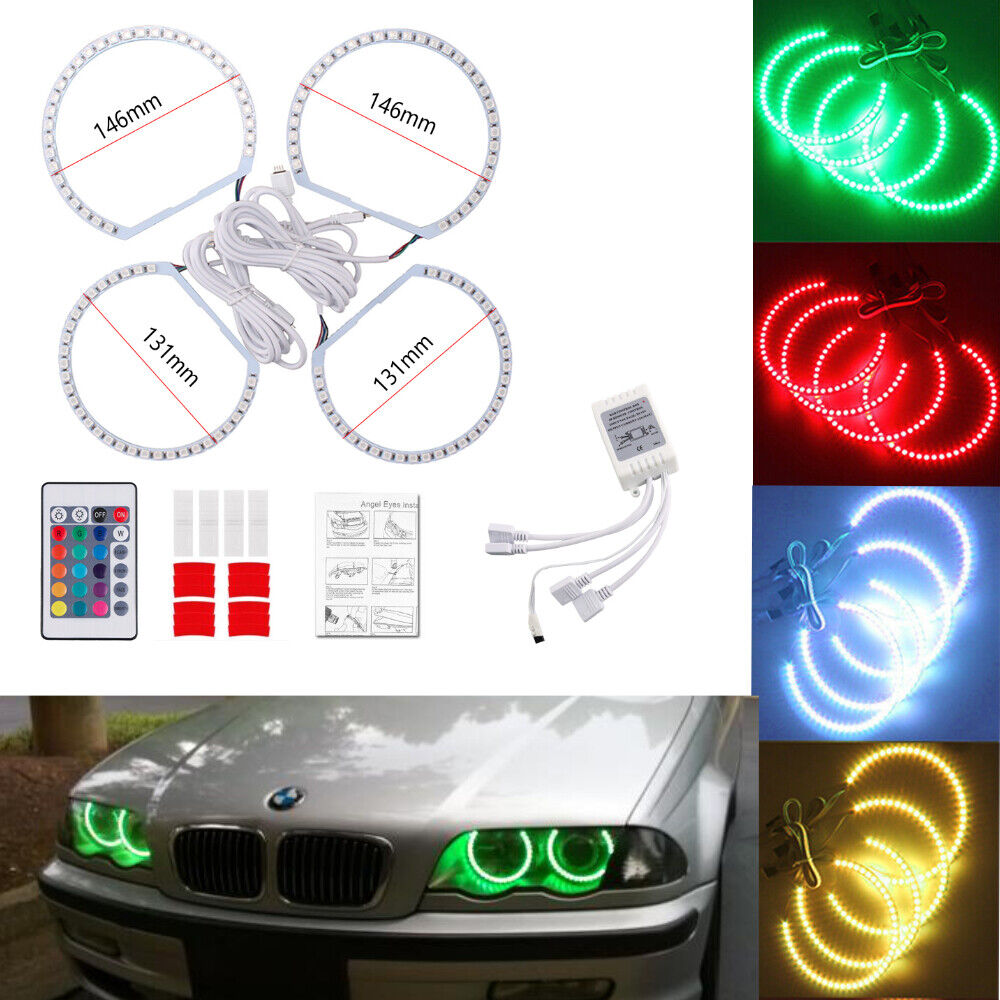 For BMW E46 4D Coupe Sedan e46 Non-projector headlight LED Angel Eyes Halo Rings