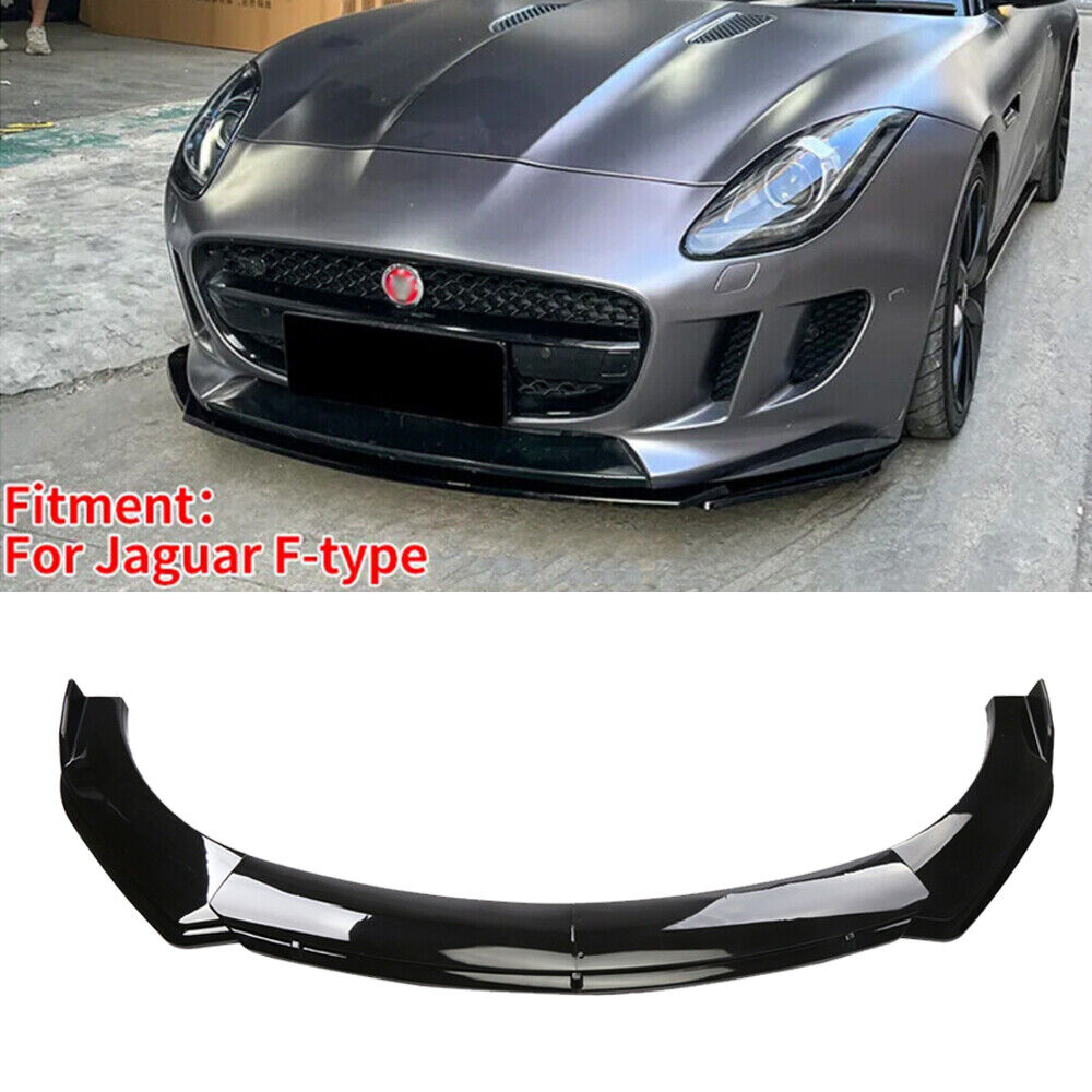 For Jaguar F-TYPE Glossy Black Car Front Bumper Lip Spoiler Splitter Body Kit