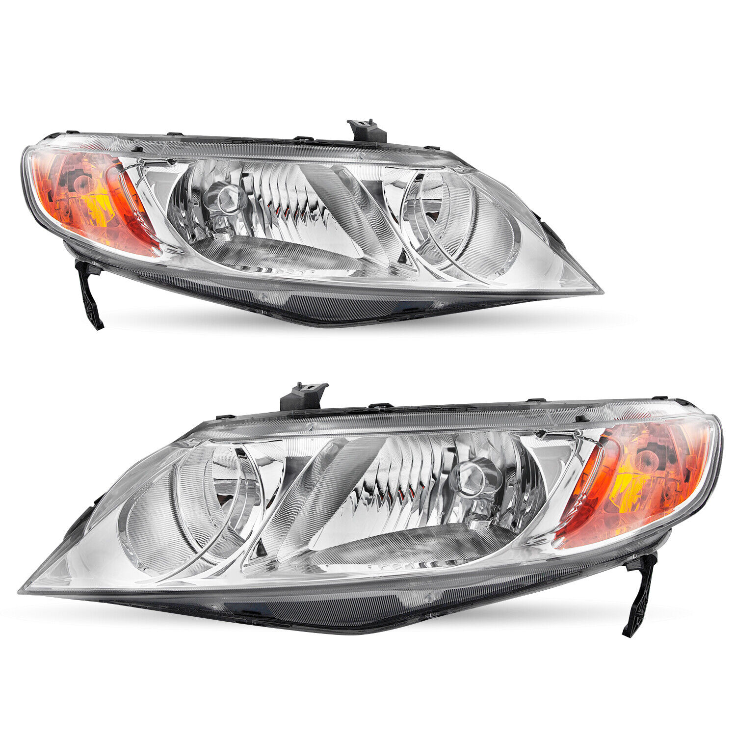 For 06-11 Honda Civic Sedan 4Dr 2006-2011 Chrome Headlights Assembly Headlamps