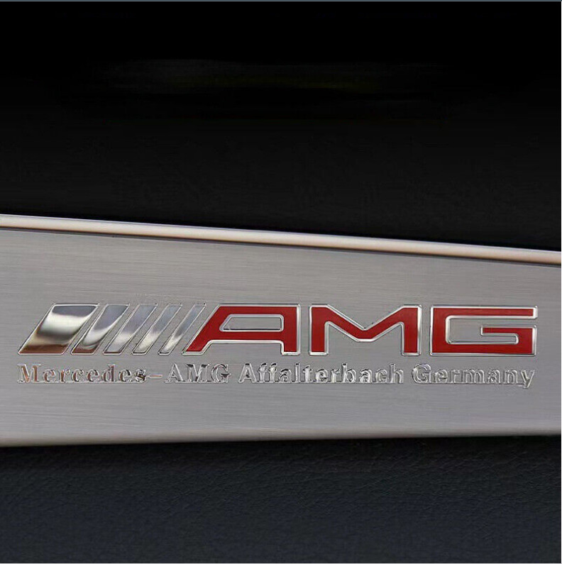 2PCS For Mercedes Benz AMG Badge Car Interior Sticker Decal Car Emblem Red AMG